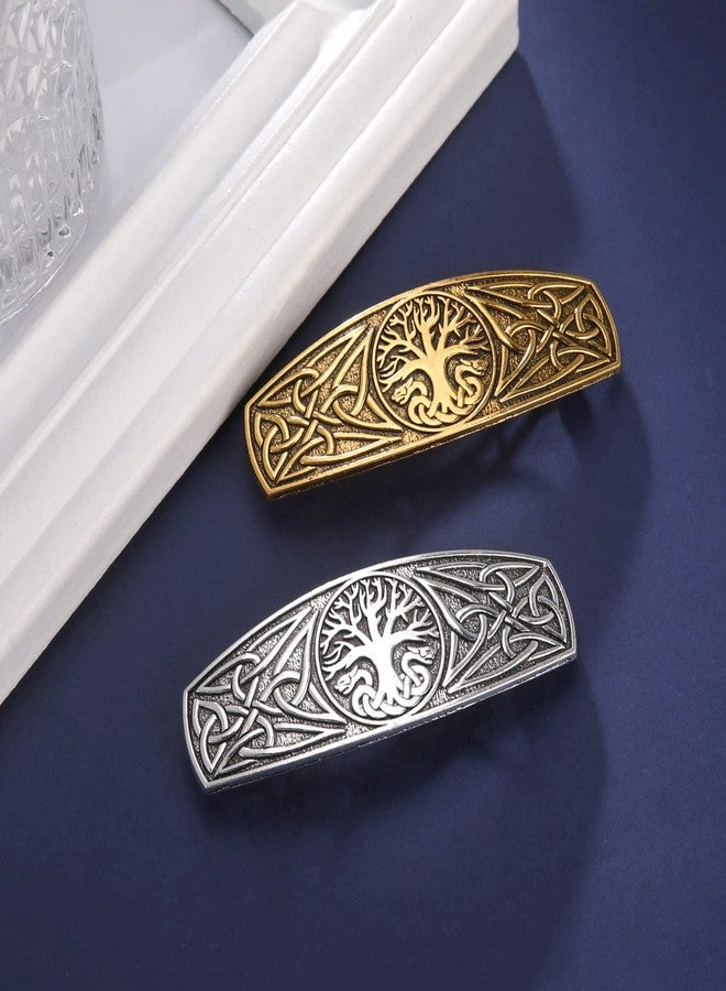 TEAMER Fashion Vintage Celtic Knot Hair Clip Metal Barrettes Hair Accessories Pattern Engraved Headwear Styling Gifts for Women (World Tree 1 - Antique Silver) - Image 5